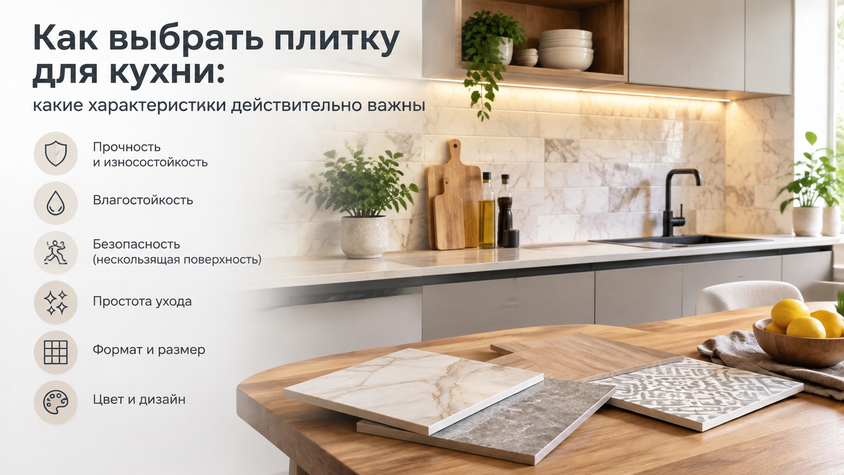 Как выбрать плитку для кухни: какие характеристики действительно важны