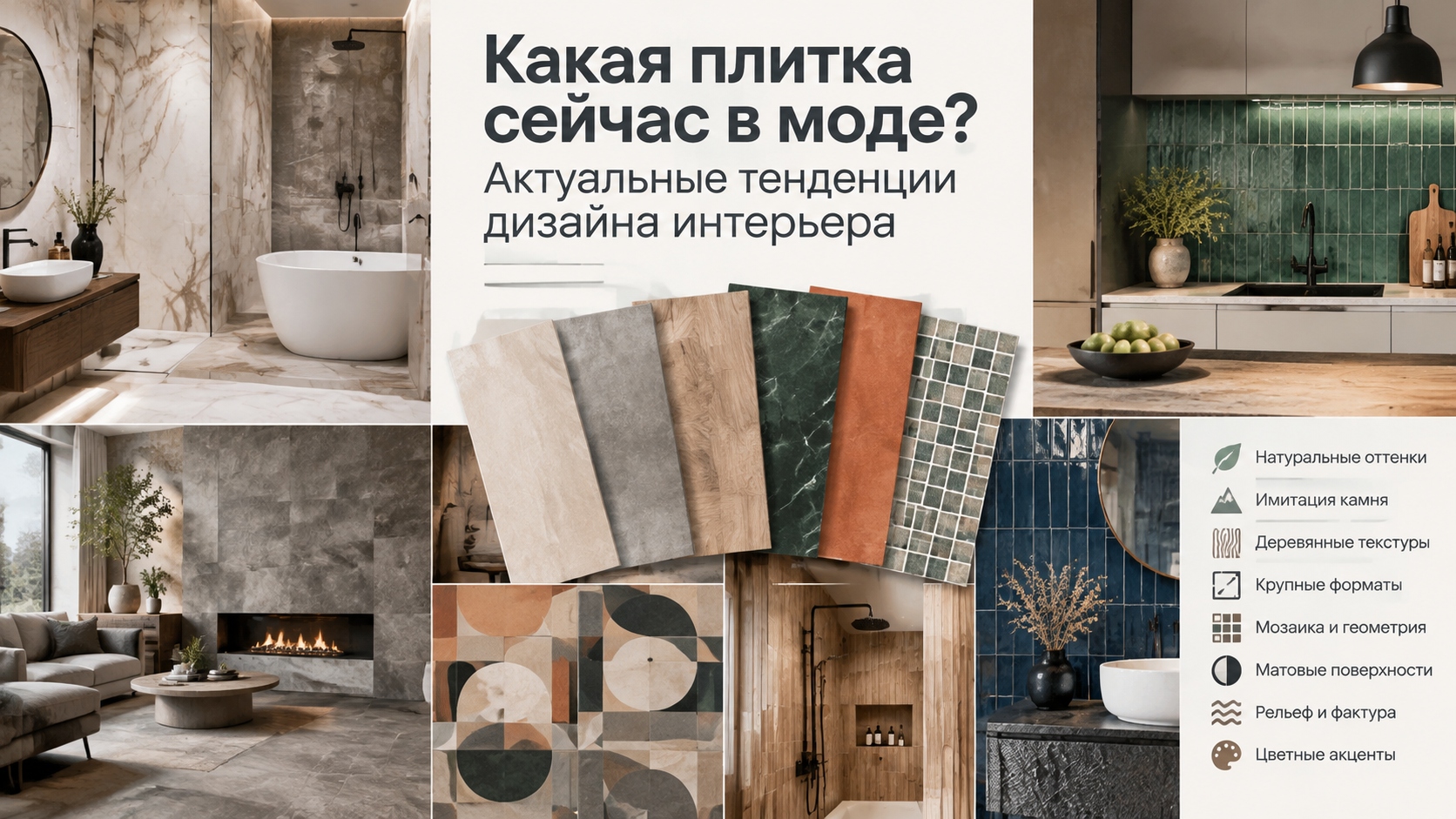 Какая плитка сейчас в моде: актуальные тенденции дизайна интерьера